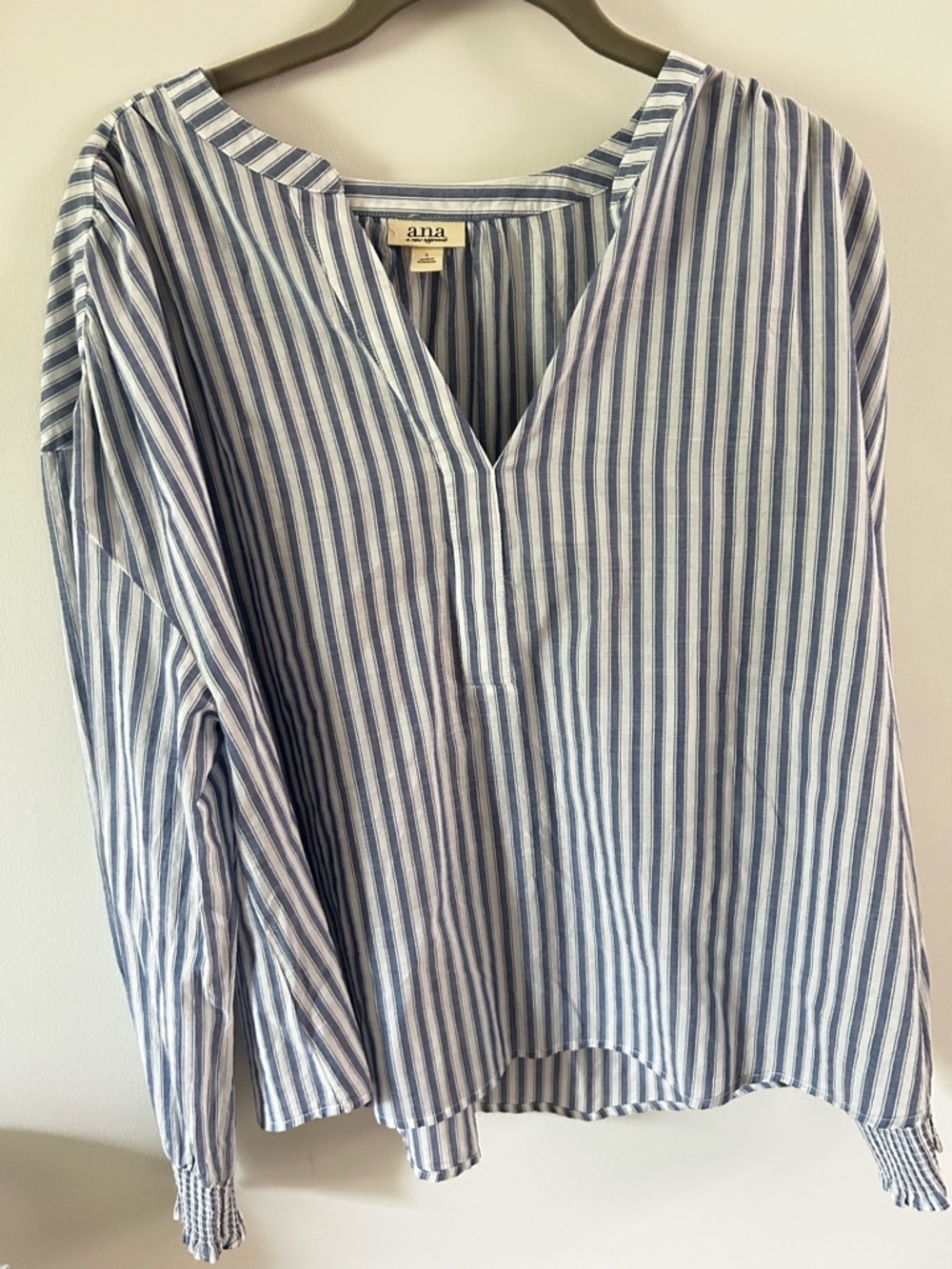 NWT a.n.a Blue & White Vertical Stripe Tunic Top
